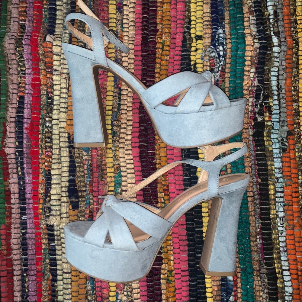 Baby blue chunky high heels